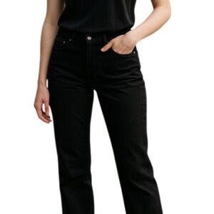 LUCKY BRAND The Rider Jeans Black Denim Mid Rise Straight Leg Frayed Hem 4/27